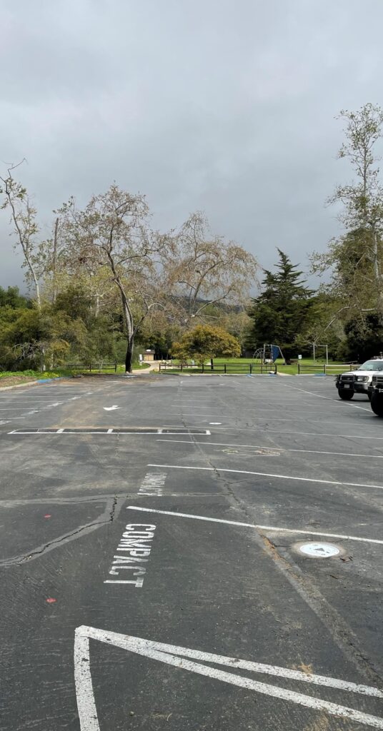 Monitoring Wells Manning Park Complete PR Montecito GSA installed monitoring and observation wells at Manning Park earlier this year, shown here. Completed sites appear simply as flat white circles in the parking lot.